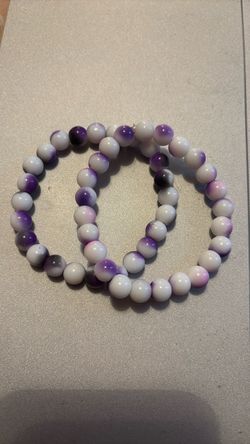 Beaded Stretch Bracelet White Red Purple
