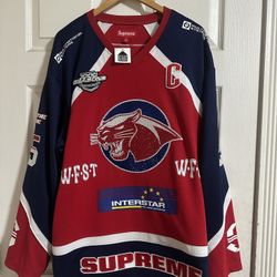 Supreme Rhinestone Hockey Jersey Red 