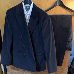 Men’s Black Velvet Cotton Suit Size 40R Pants 32