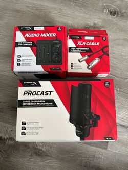 HyperX ProCast Microphone, Audio Mixer & XLR Cable NWT