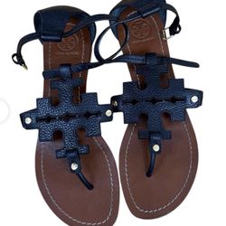  Tory Burch Phoebe Black Leather Sandals