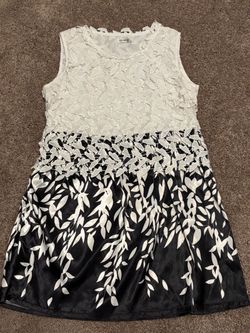 BKMGC Sleeveless Black White Leaf Dress