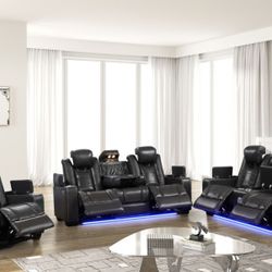 New Power Reclining Sofa Set With LED Lights And Bluetooth Speaker. Get It Now For Only $54 And Pay Later 