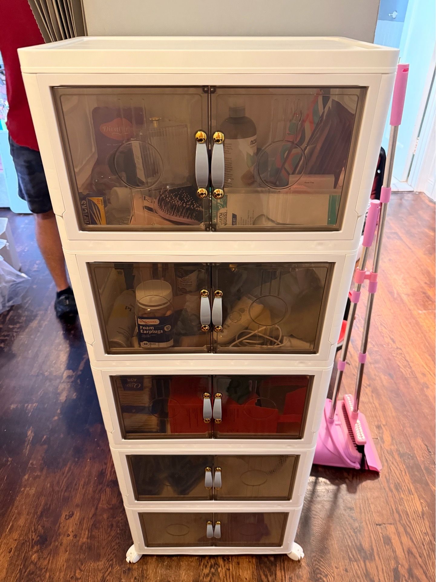 White stackable storage cabinet