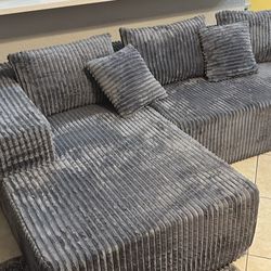 Gray Corduroy Cloud Sectional