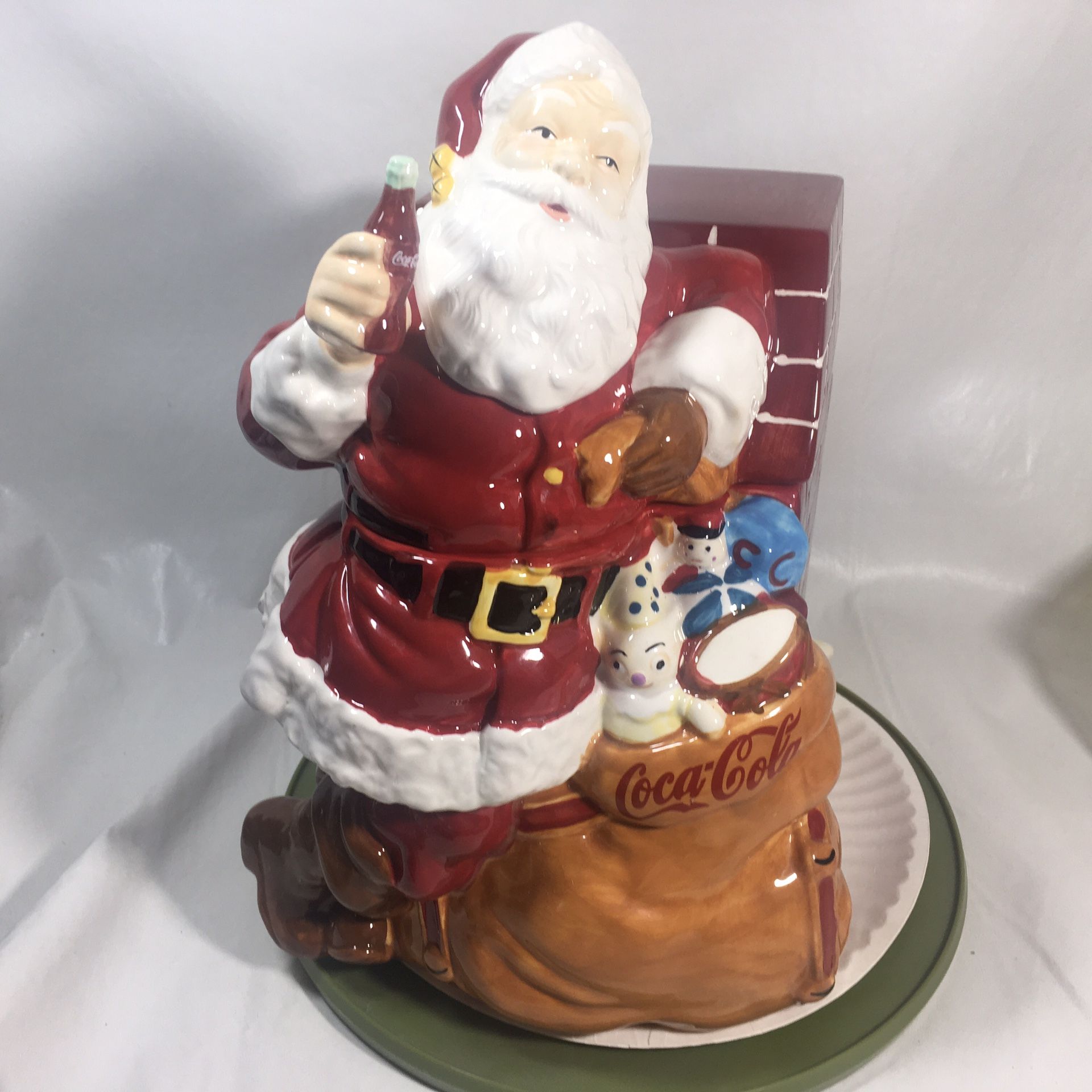 Gibson Coca Cola Christmas Cookie Snack Jar Santa 2005 Holiday Vintage Ceramic