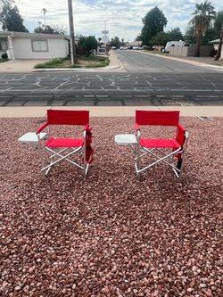 Premium Pair of Red Picnic Time / Oniva Sports Chairs – camping glamping sports patio sitting style with trays