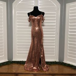 Rose Gold Sequin Formal Dress