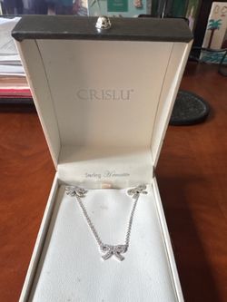 CRISLU Sterling Silver & Bow Necklace & Earring Set