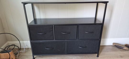 Black Dresser with 5 Fabric Drawers and Shelf