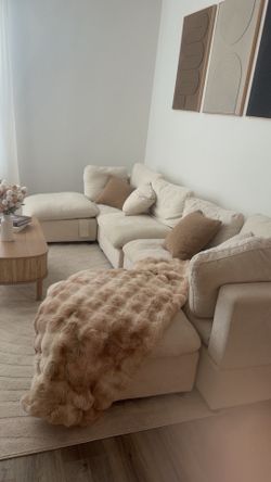 Modular Sectional Couch w/ Ottomans – Large Cream Sofa