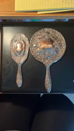 Vintage Hand Mirror And Brush Set 