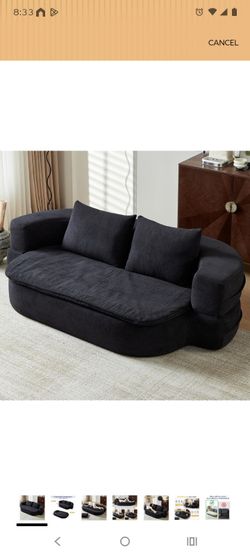Grey Fabric Loveseat Sofa with Pillows