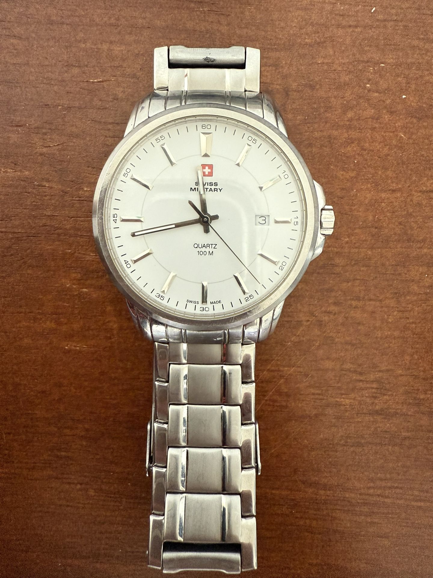 swiss military quartz 100m wsm.2 stainless steel