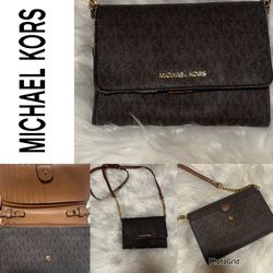 Michael Kors Leather And Gold Chain Crossbody Bag 