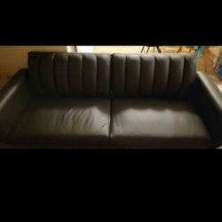 Blk Futon Leather Sofa