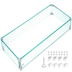 VEVOR Fire Pit Wind Guard, 29 x 13 x 6 Inch Glass Wind Guard
