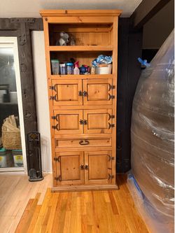 Hand made Rustic Pine Pantry Hutch Cabinet