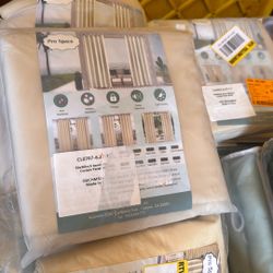 Beige Polyester Novelty 50 in. W x 96 in. L Thermal Tie Top Outdoor Blackout Curtain