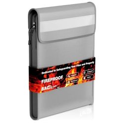 Brand New 6400℉ Fireproof Document Bag with Zipper, 15”x 11” Waterproof Fireproof Money Bag with 2 Pockets, Safe Important Document Organizer for A4 A