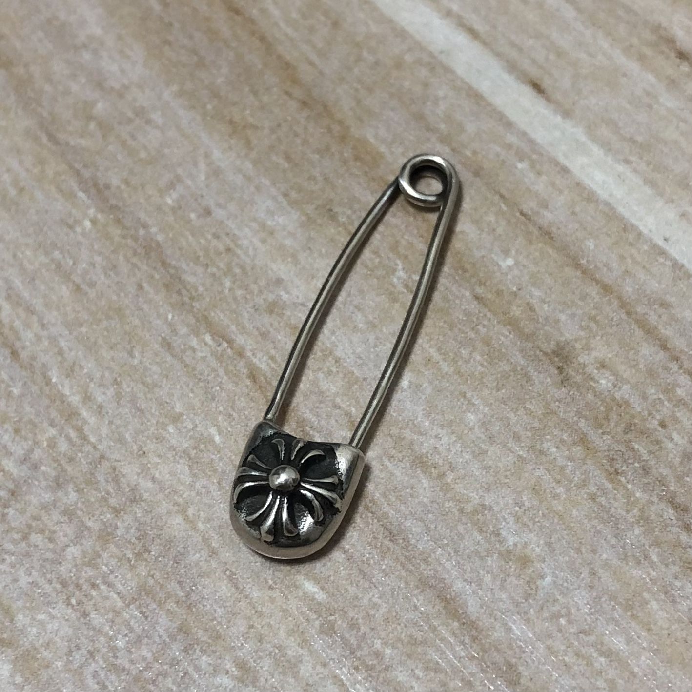 925 Sterling Silver Chrome Hearts Classic Cross Safety Pin Earring