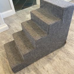 Dog Cat Pet Stairs 22.5” Grey Linen Foam Retail $76