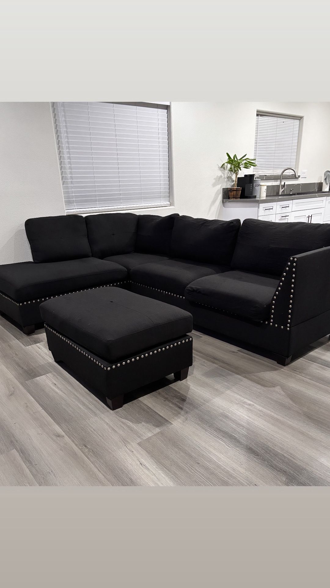 Black L-Shaped Sofa