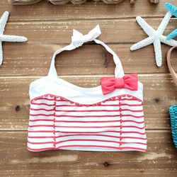 2T JANIE AND JACK RED & WHITE STRIPED HALTER SWIM TOP