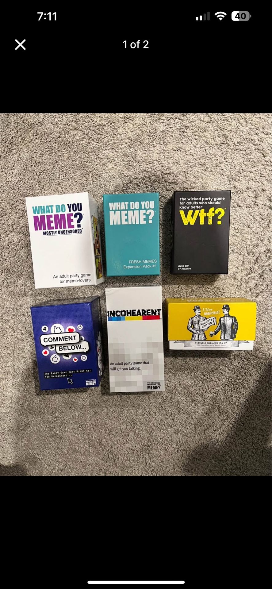 Adult Meme & Humor Game Lot – What Do You Meme, Incohearent, Utter Nonsense