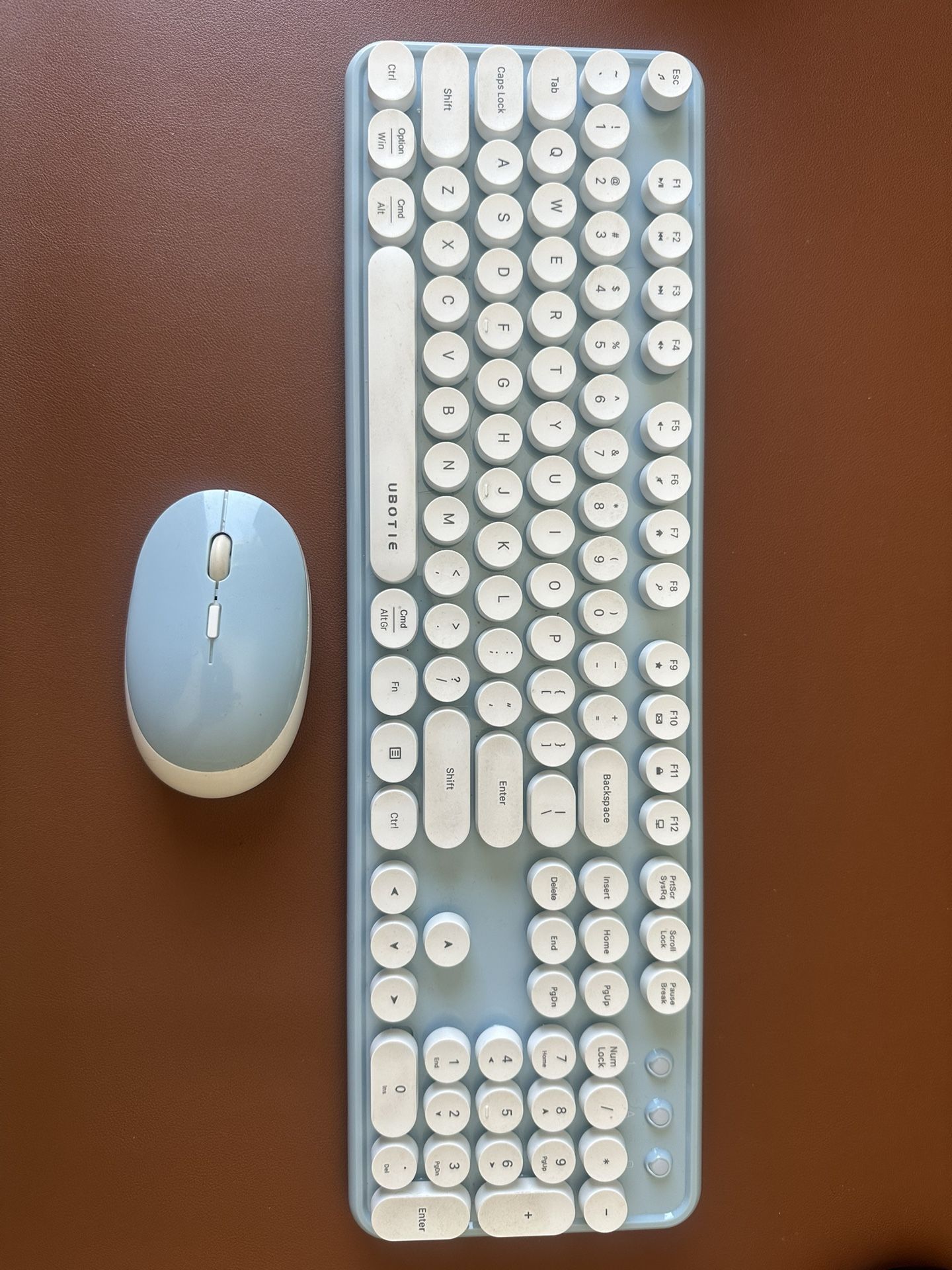 Blue/white Ubotie Wireless Keyboard And Mouse 