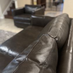 Leather Sofa and Accent Chair Set