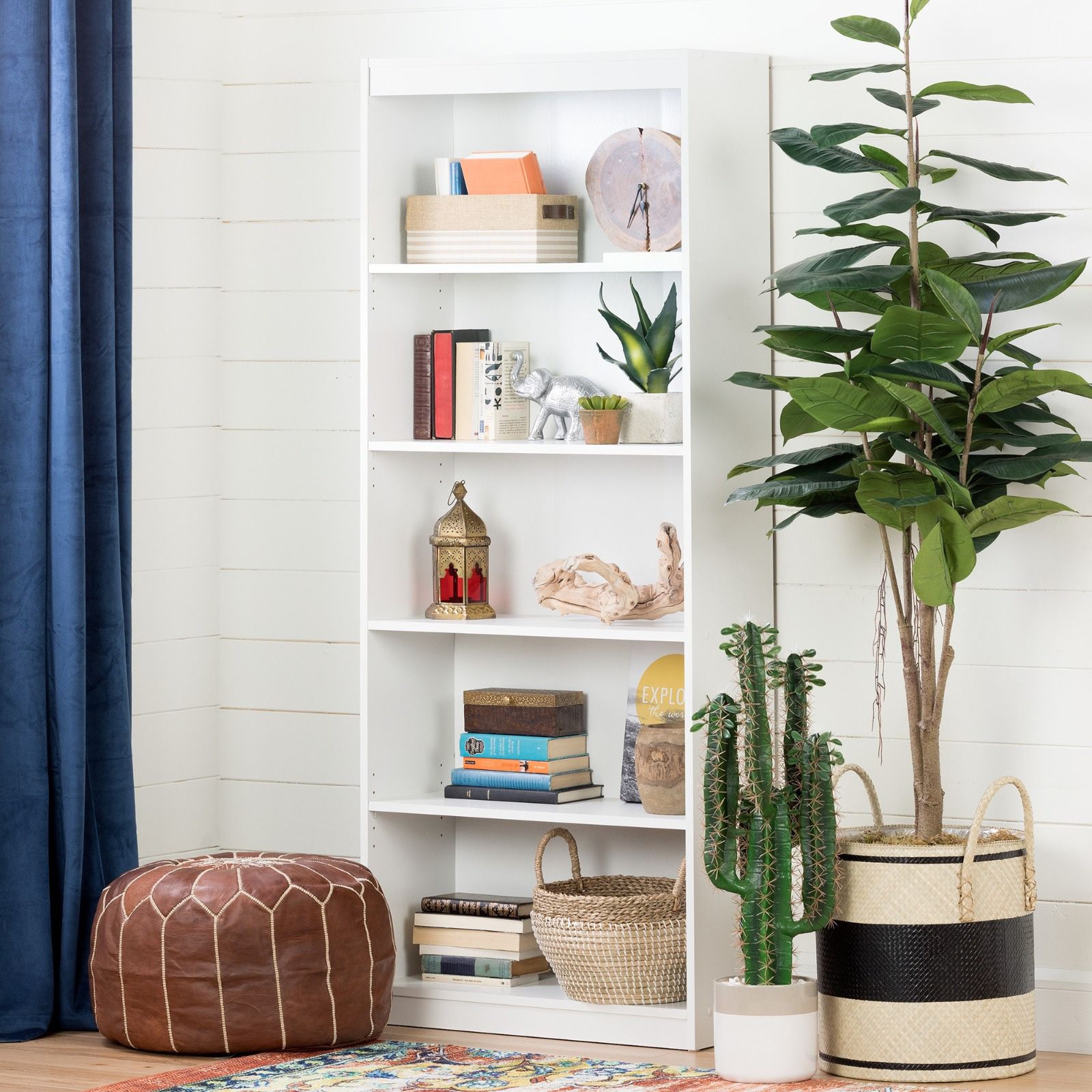 South Shore Smart Basics 5-Shelf 68 3/4" Bookcase, WHITE DESCRIPTION: The South Shore Smart Basics Collection Bookcases are ideal for your plants, sm