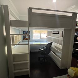 Custom Solid Wood Bunk Bed And Desk/organizer Built To Last A Lifetime - Full Size 