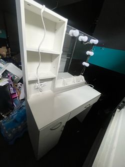 Vanity Mirror W/ Storage Seating Bench