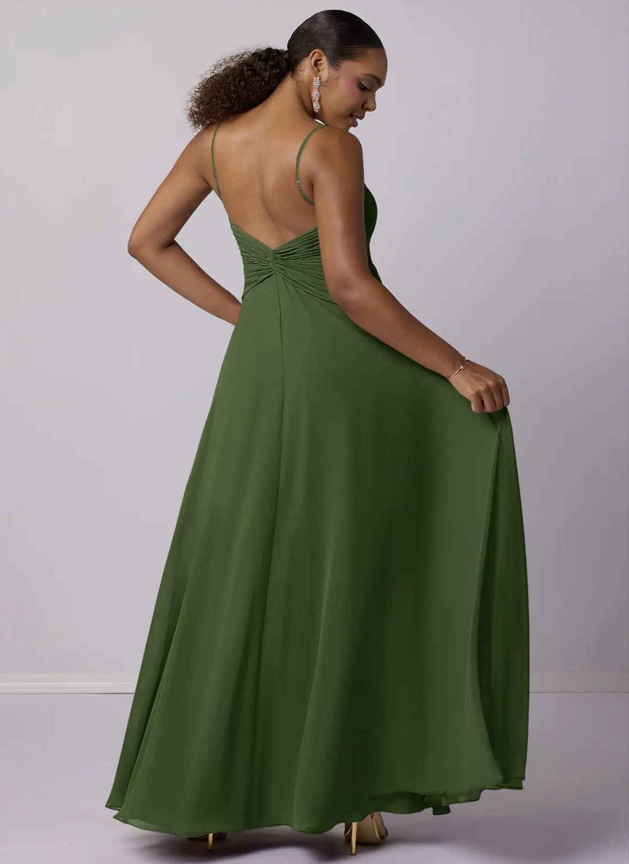 staud casey dress garden green Azazie Olive Necktie