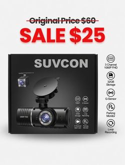 3 Canales Das dam 1080P FHD + Tarjeta 32GB - ¡De $60 a solo $25!