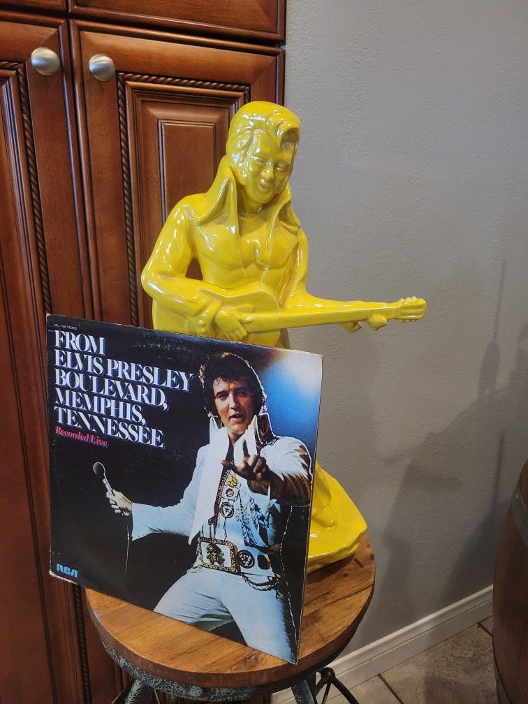 Elvis Presley Ceramic Statue With Vinyl Album 21"tall 
