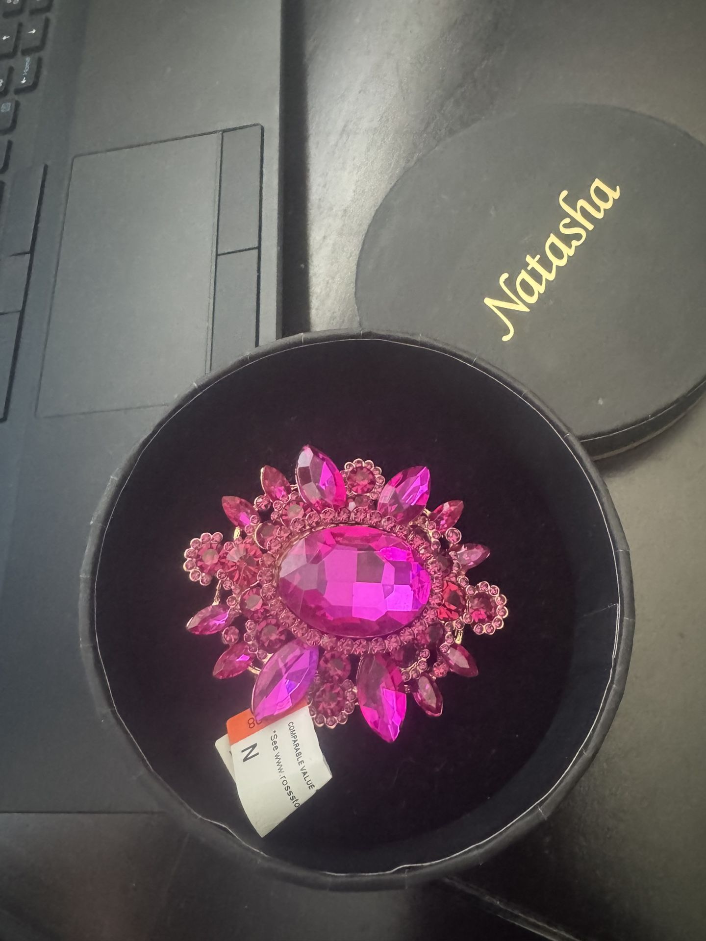 Pink Gem Brooch By Natasha