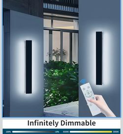 Brand New 2 Pack 23.6inch Modern Outdoor Light Fixture, 3000K-6000K Dimmable LED Wall Sconce, IP65 Waterproof Black Linear Exterior Lighting for House