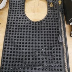 Tom Ford black leather handbag with black cone shaped beads 829549-1