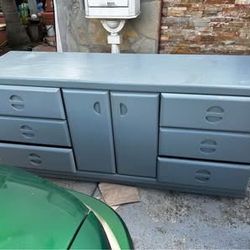 Large Blue Dresser / Storage Cabinet – 6 Drawers + 2 Doors