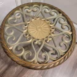 Vintage 1969 Burwood Syroco Scroll Table Glass Top 