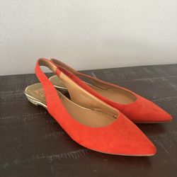 Red Suede Flats Size 8