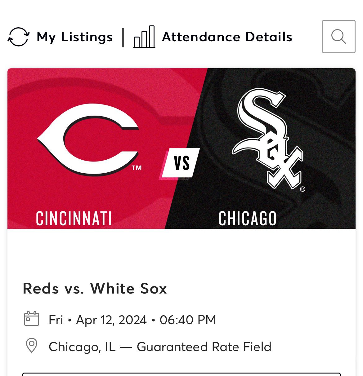 White Sox Tickets Friday 4/12