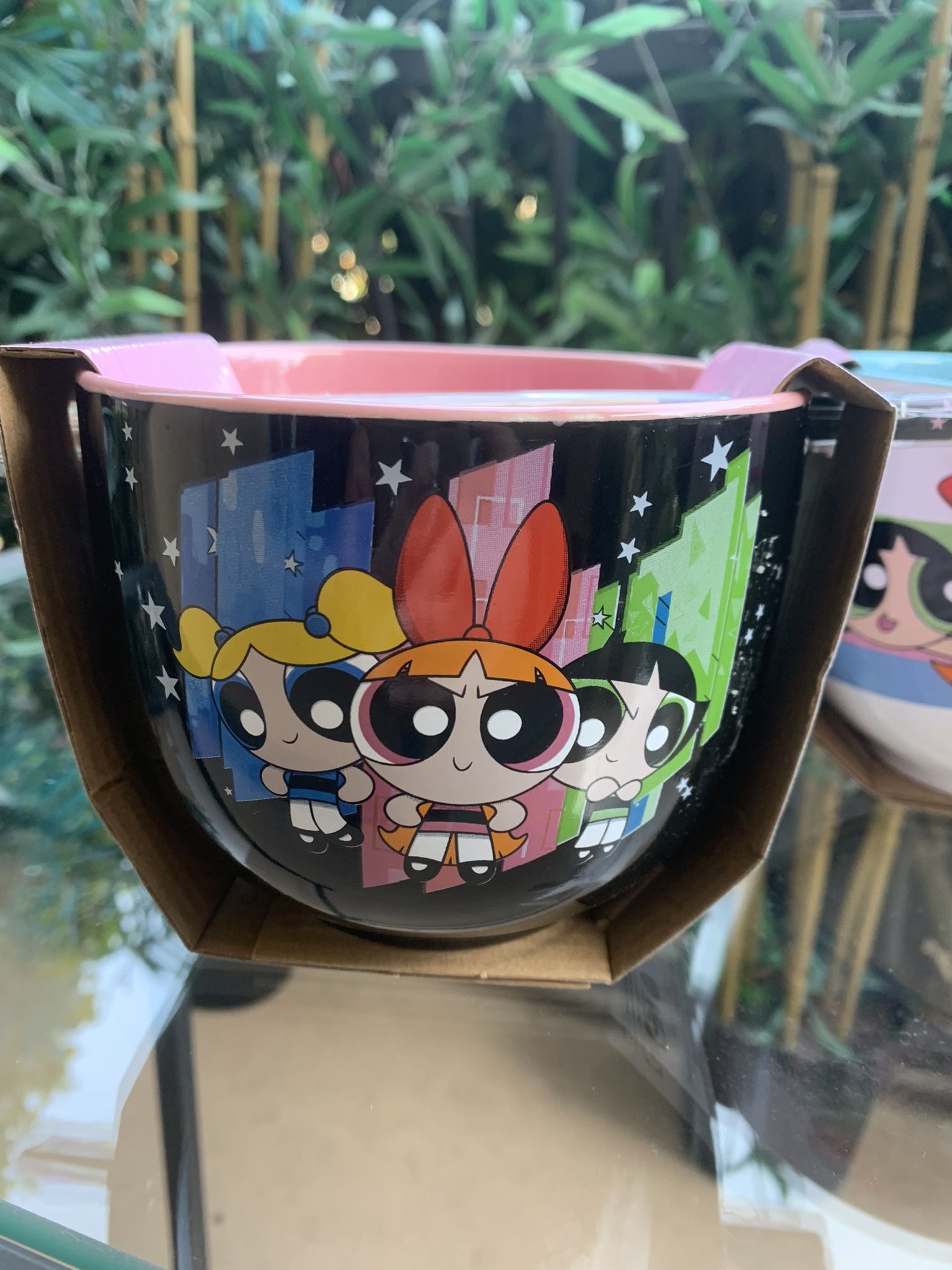 (2) POWERPUFF GIRLS (Sold Separately) CERAMIC BOWL & WOODEN CHOPSTICKS 20 oz - NEW