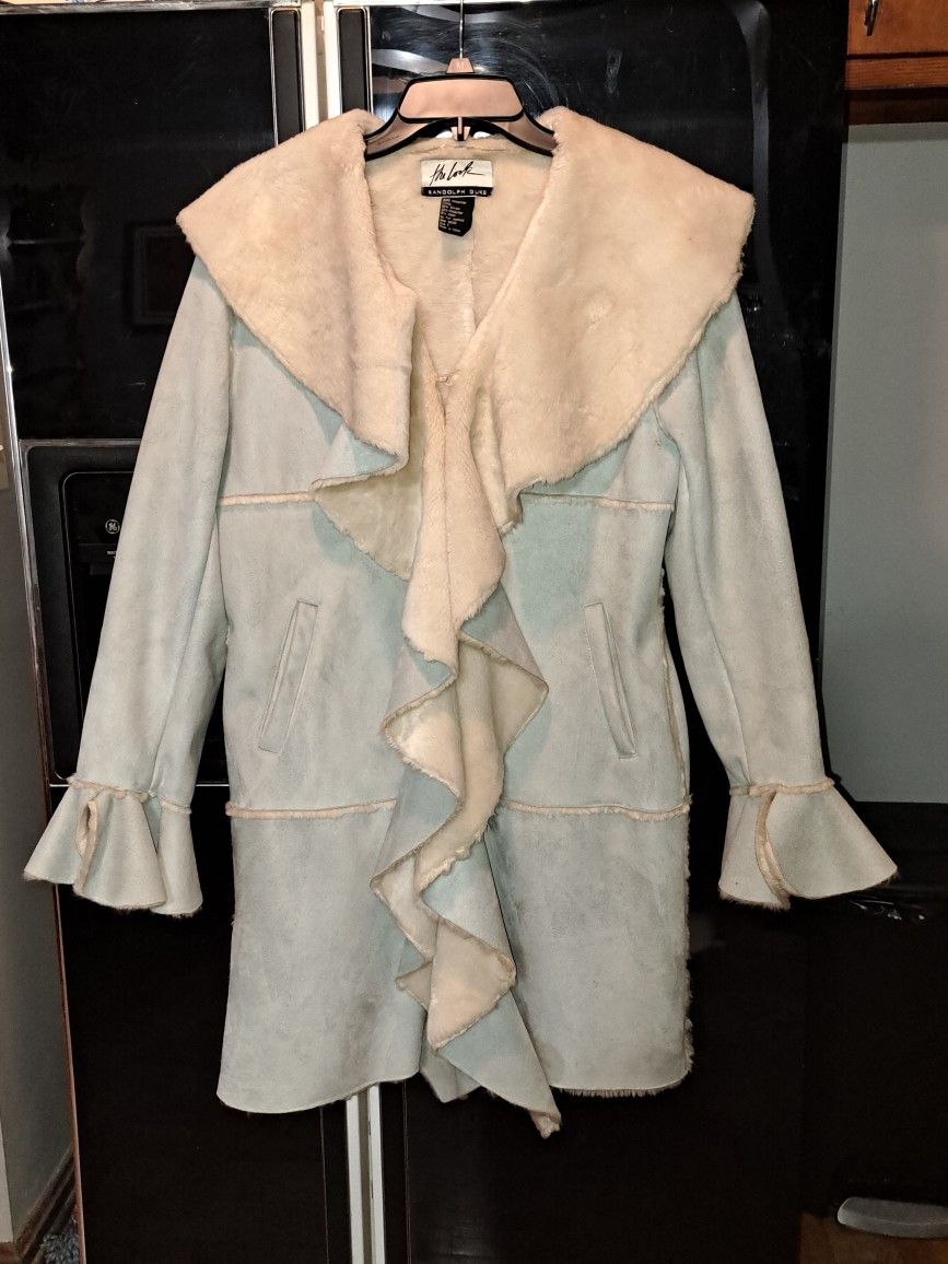 Randolph Duke Cream And Light Blue 🩵 Teddy  Coat 