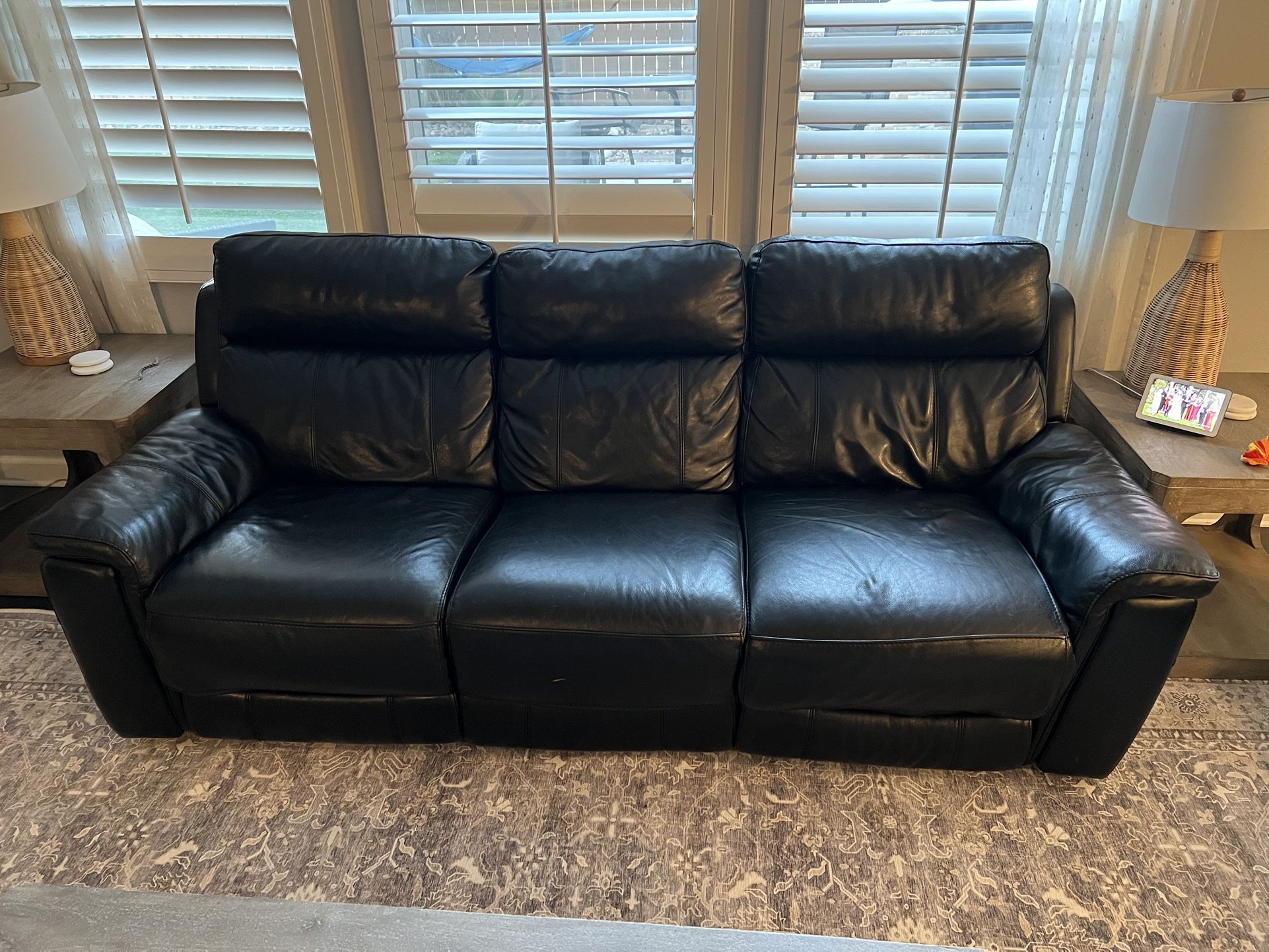 Black Leather Electric Recliner Sofa Set