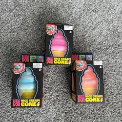 Viral Nee Doh Ice Cream Cones Squishys (all 3) orange, Pink, Blue