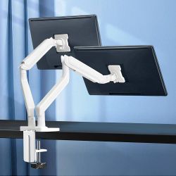 White Dual Monitor Arm Mount