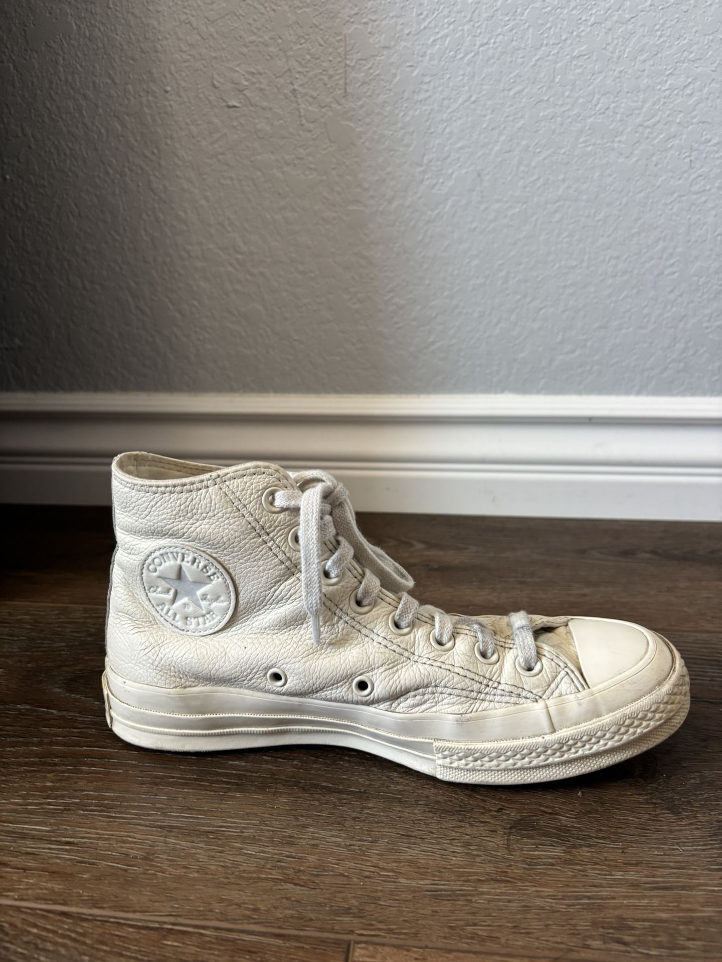 All Leather White Converse Size 9W